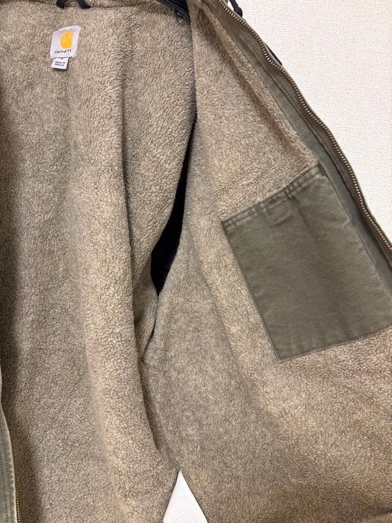 【希少最高カラー】カーハート　レザーロゴ　裏ボアダックジャケット　XL