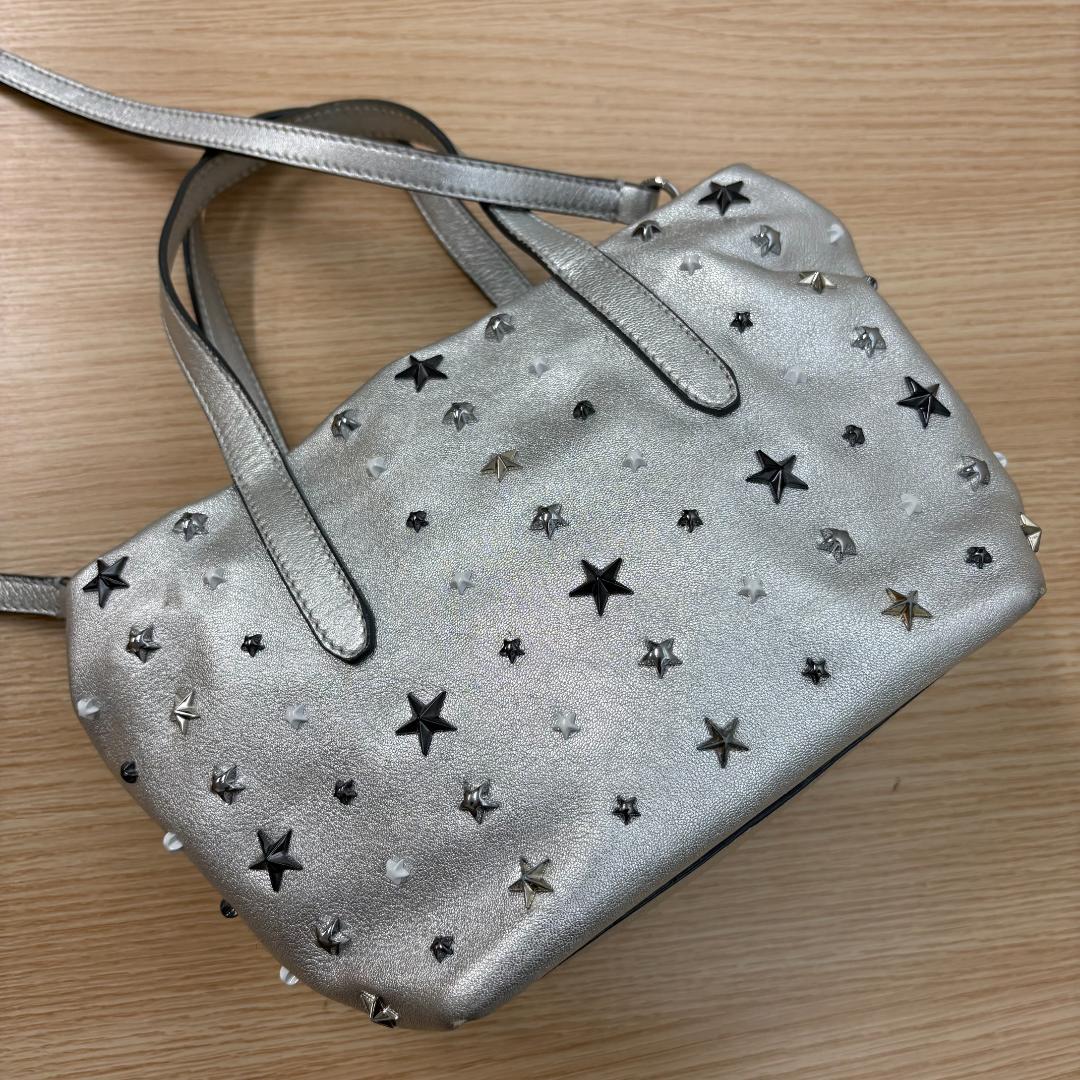 JIMMY CHOO ジミーチュウ トートバッグ 2way ショルダー シルバー