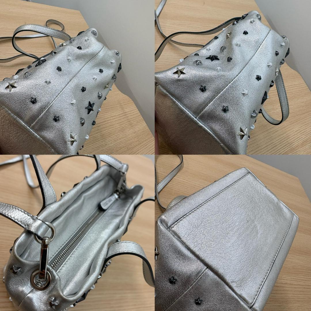 JIMMY CHOO ジミーチュウ トートバッグ 2way ショルダー シルバー