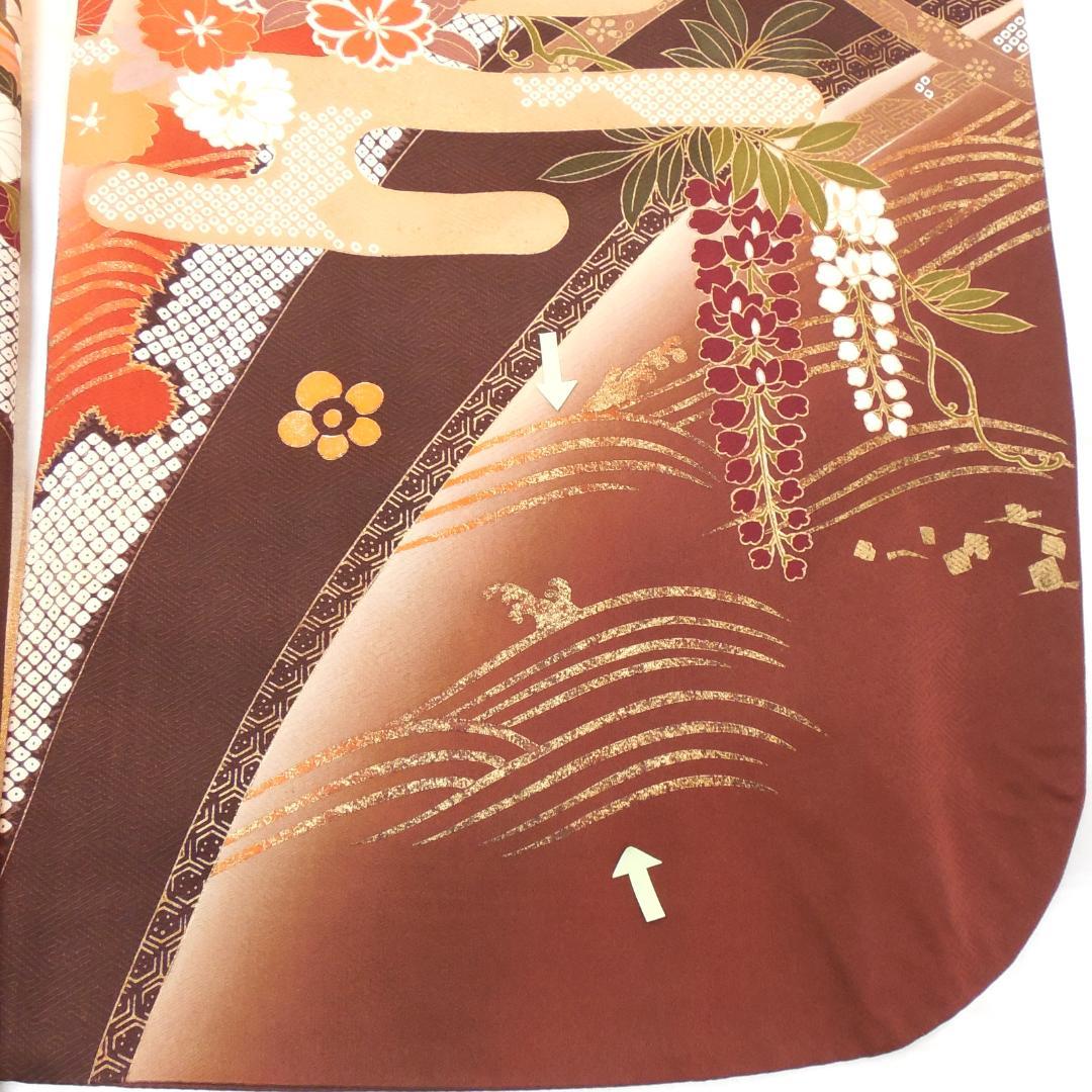 訳あり特価★振袖フルセット　正絹　成人式　振袖　7点　M～Ｌサイズ　赤　古典柄