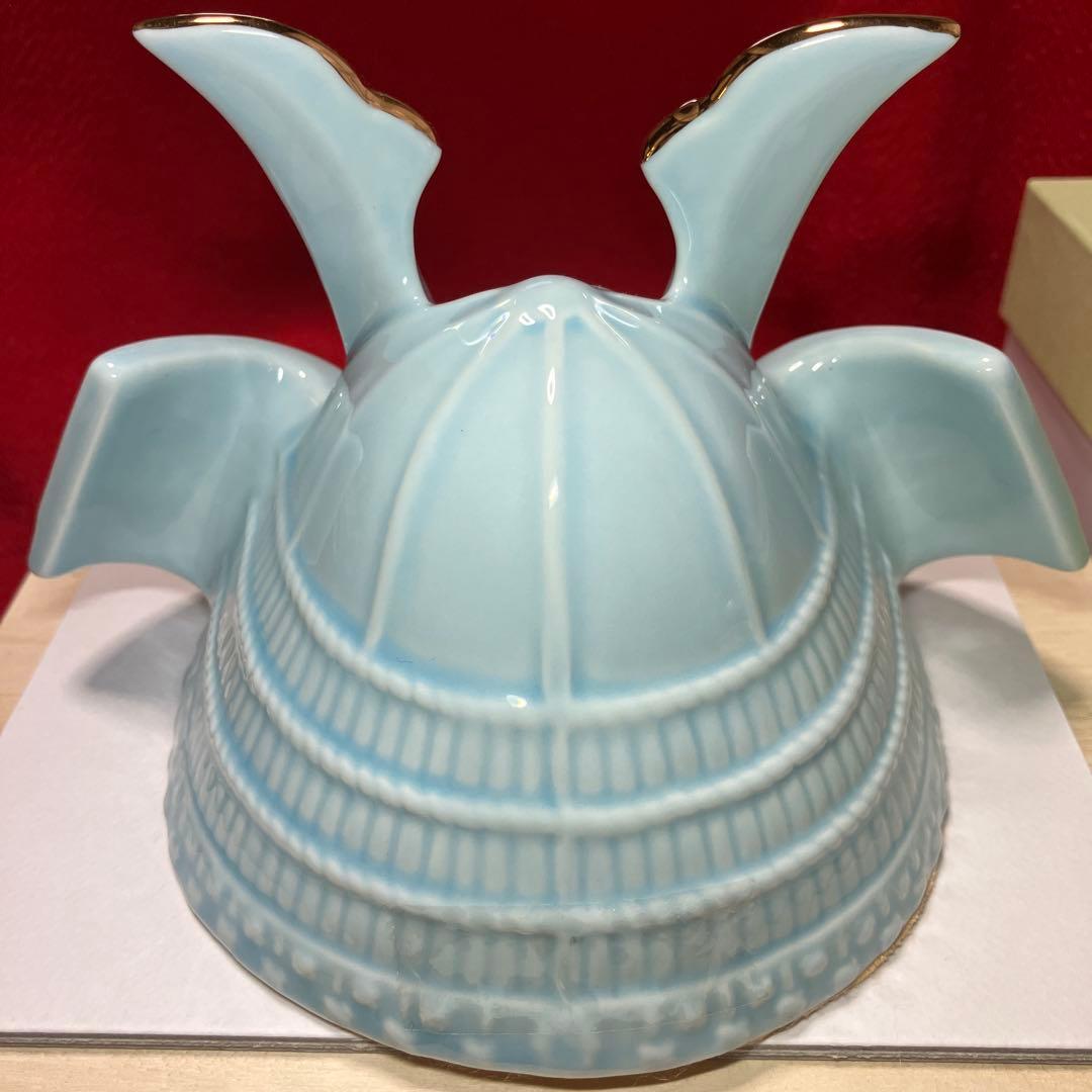 薬師窯　陶磁器 染絵出世兜 天色 五月人形　節句
