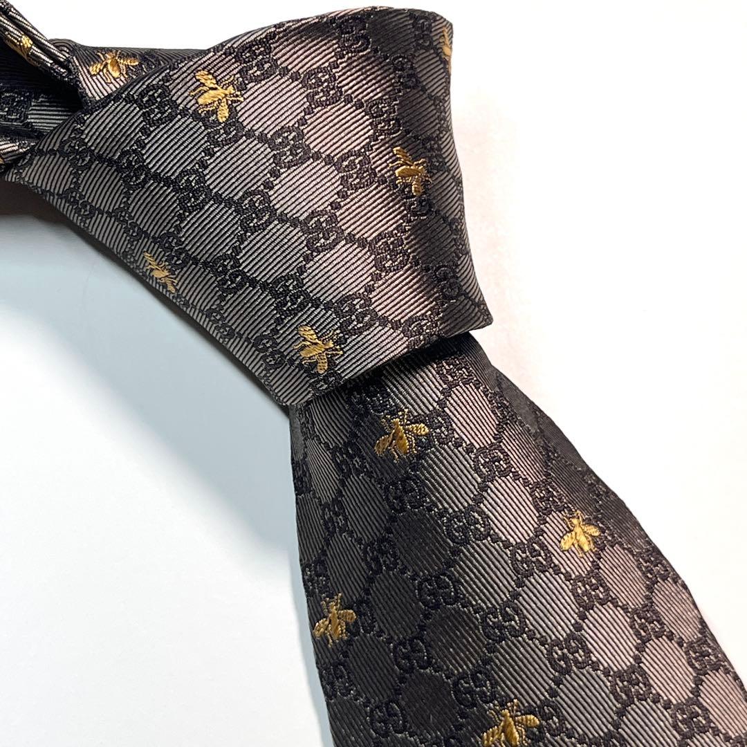 名作✨未使用✨GUCCI グッチ ネクタイ 高級シルク　GG柄　蜂　Bee