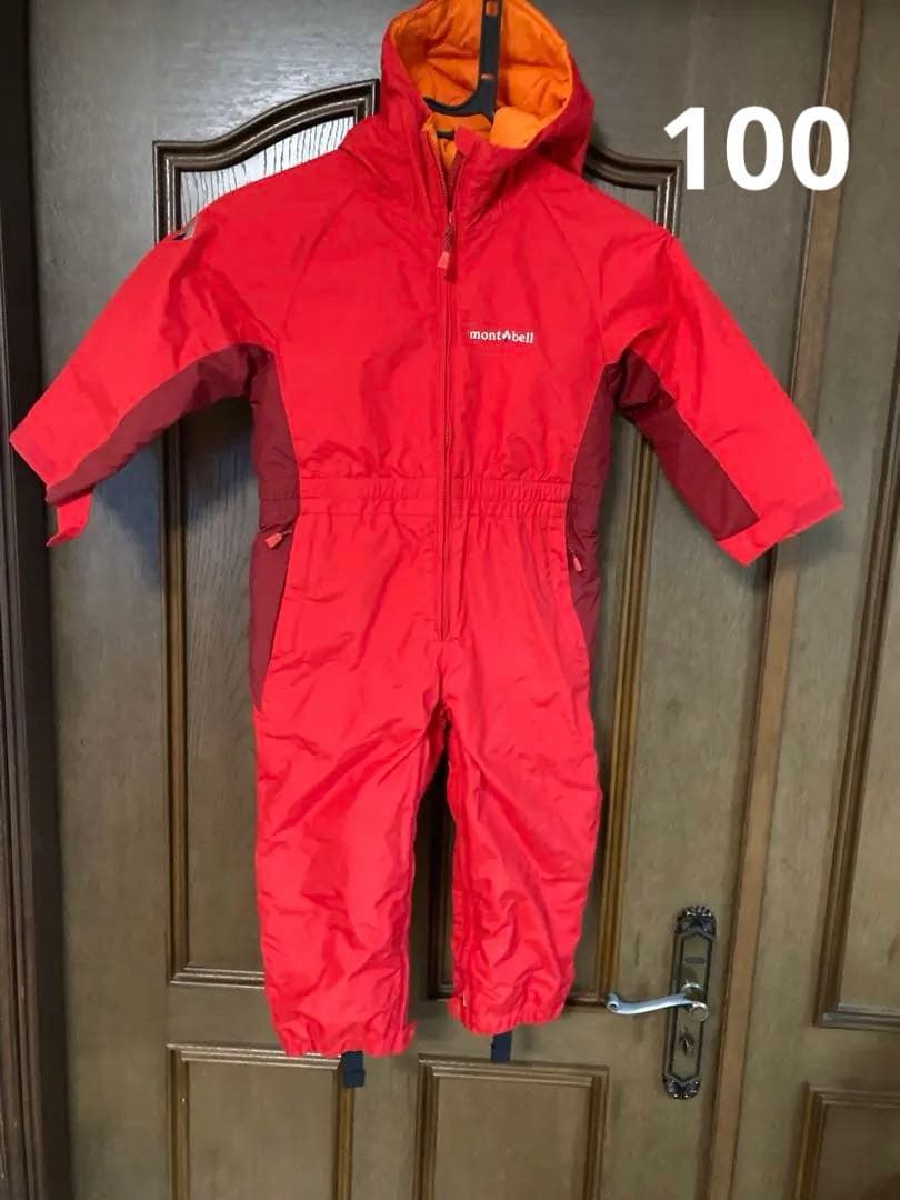 mont-bell 子供用ジャンプスーツ スノーウェア100 赤