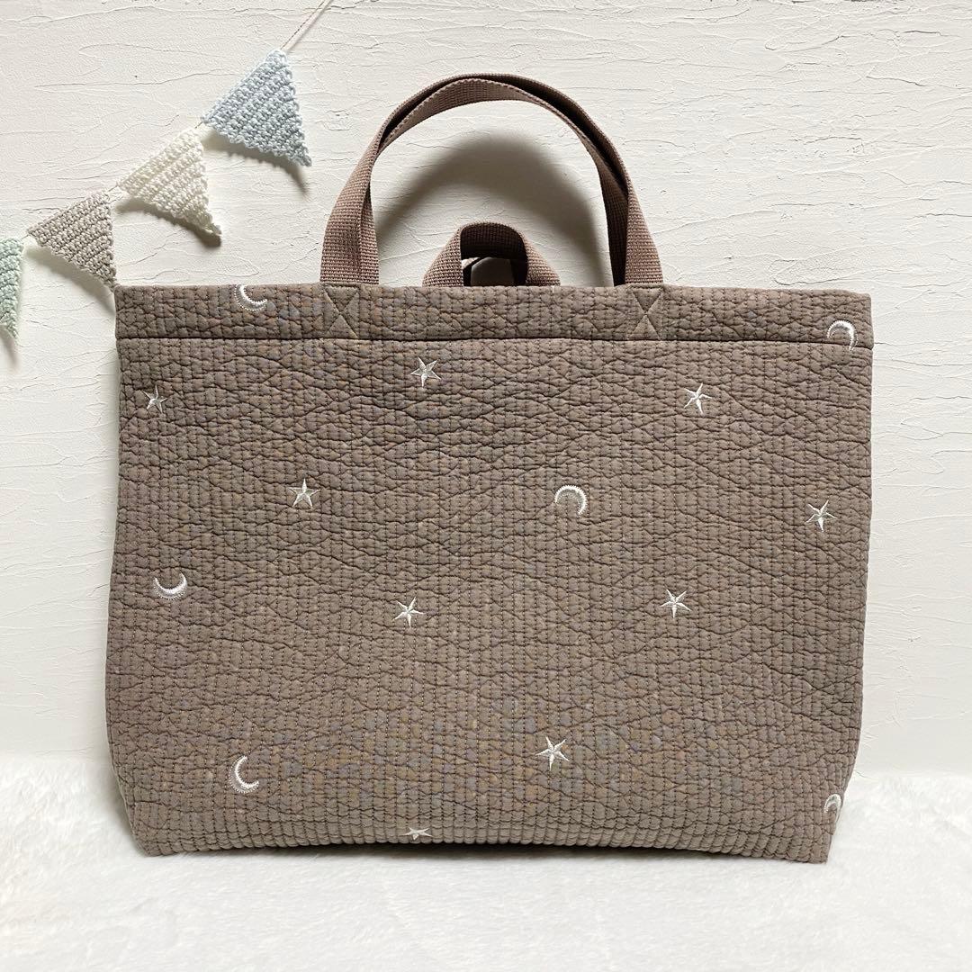 〈専用〉レッスンバッグ　刺繍入りヌビ　ムーンスター