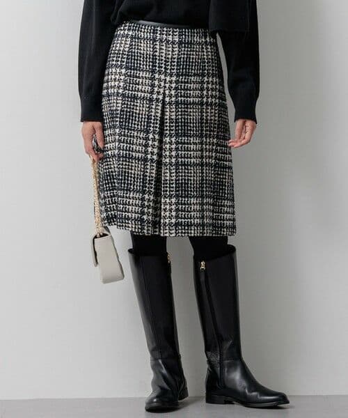 【未使用級】23区 46 大きいサイズ ファンシーツイード台形スカート 24AW