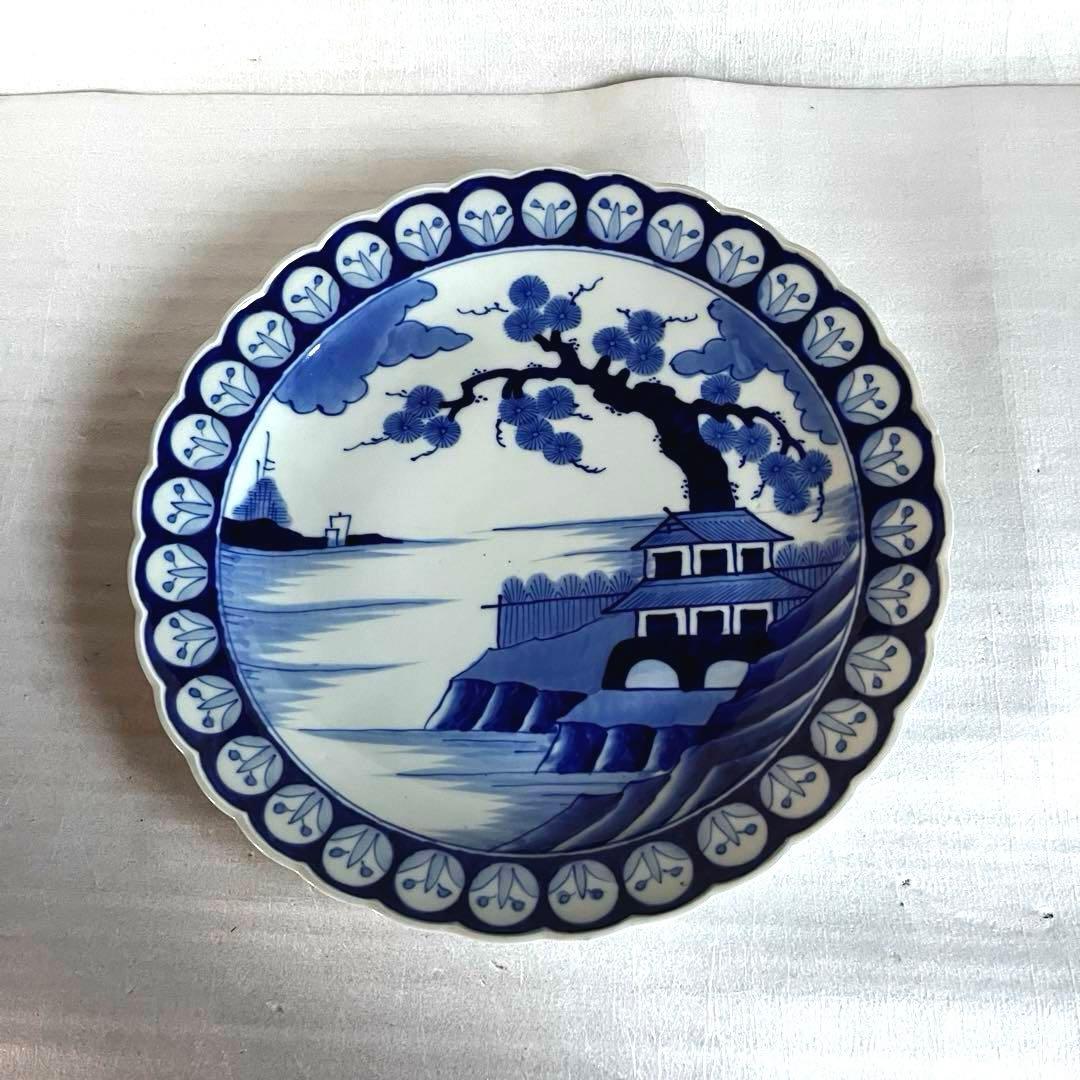 アンティーク　特大　大皿　古伊万里　染付　江戸時代　深みのある藍色