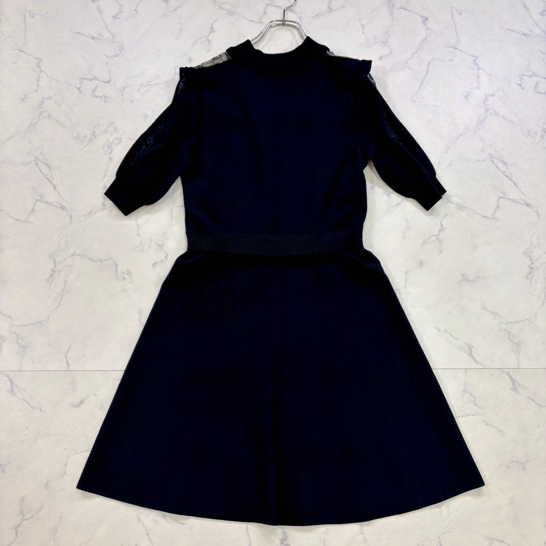 美品 VALENTINO 最高級 花柄レース×フレア 膝丈Aラインワンピース L