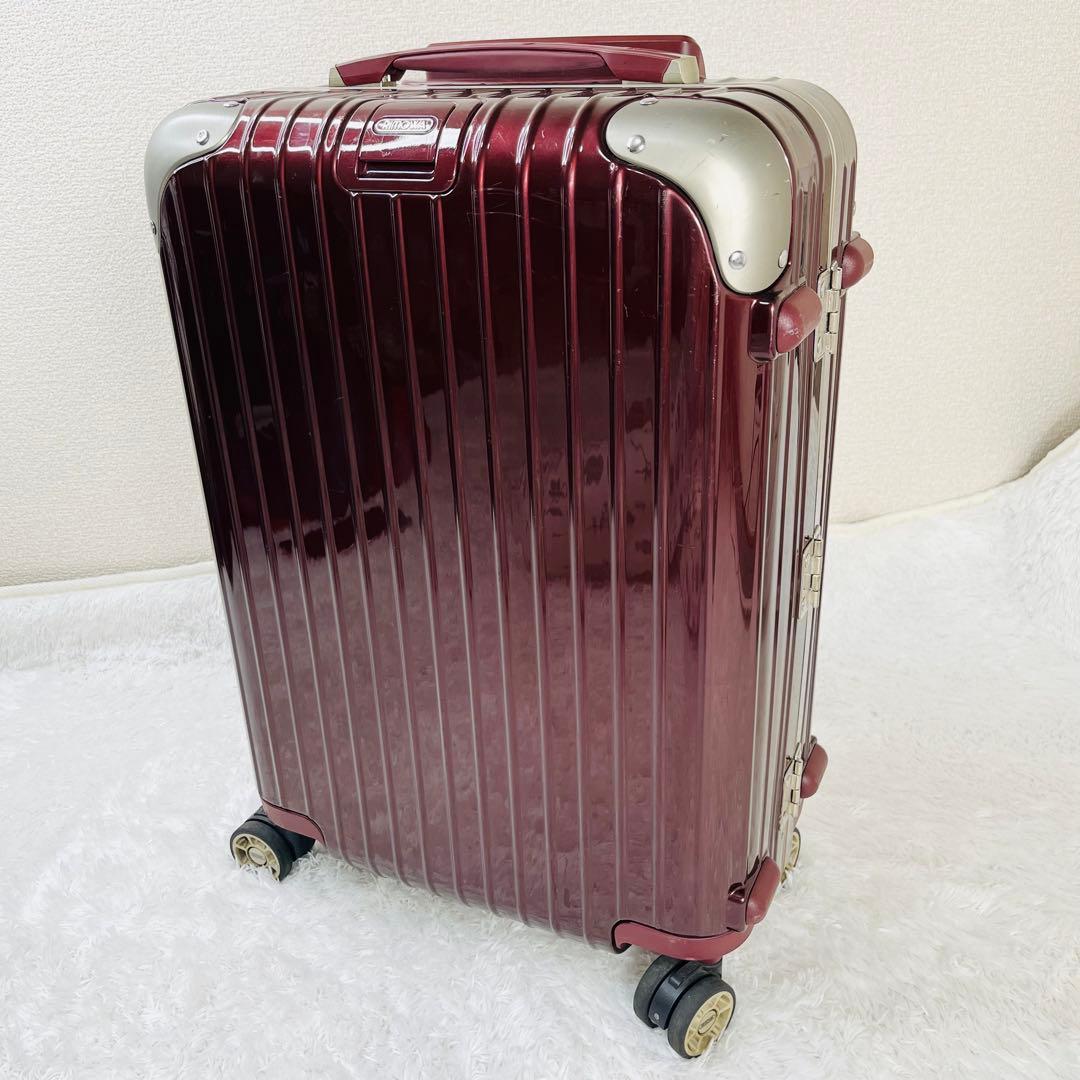 RIMOWA キャリーケース　32L カーボネート製　リボン　ワインレッド
