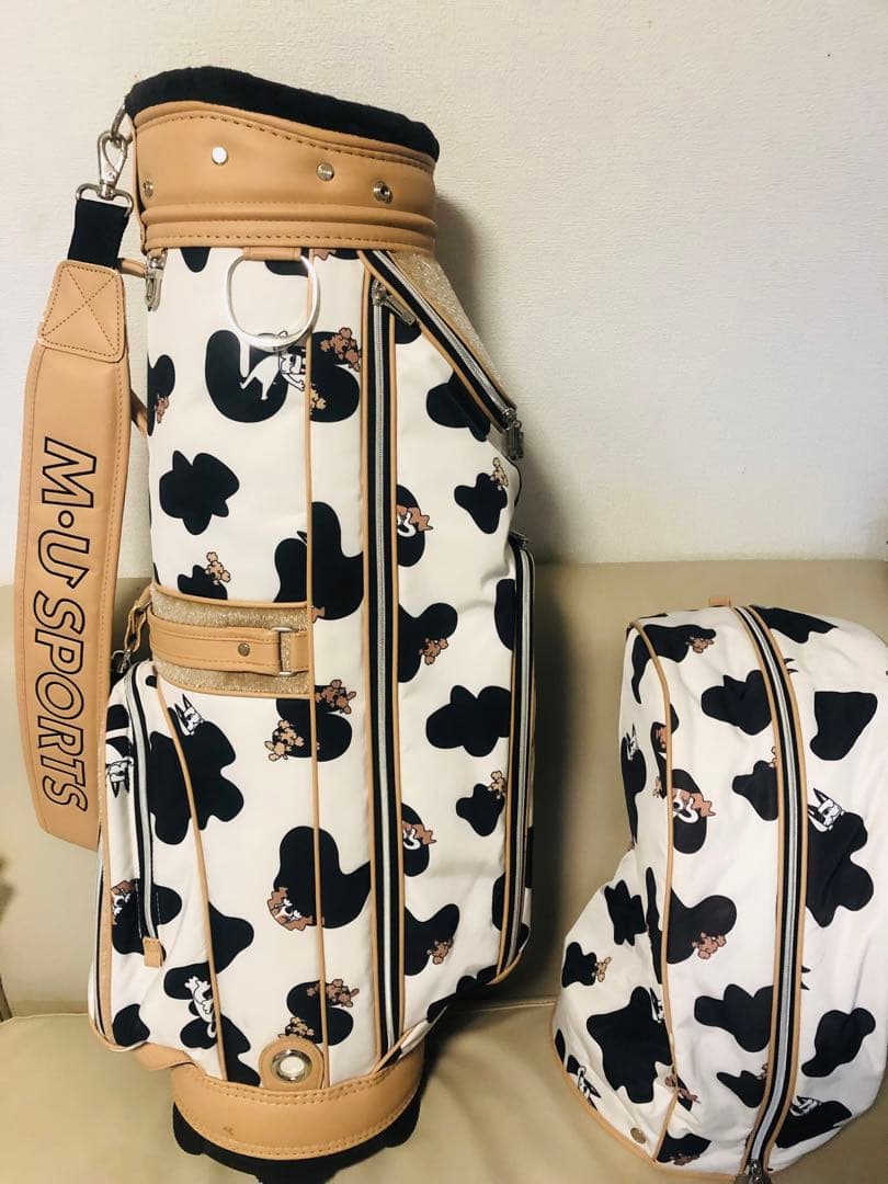 3姉妹mama　廃盤希少　M.U.SPORTS 牛柄 ゴルフバッグ　美品