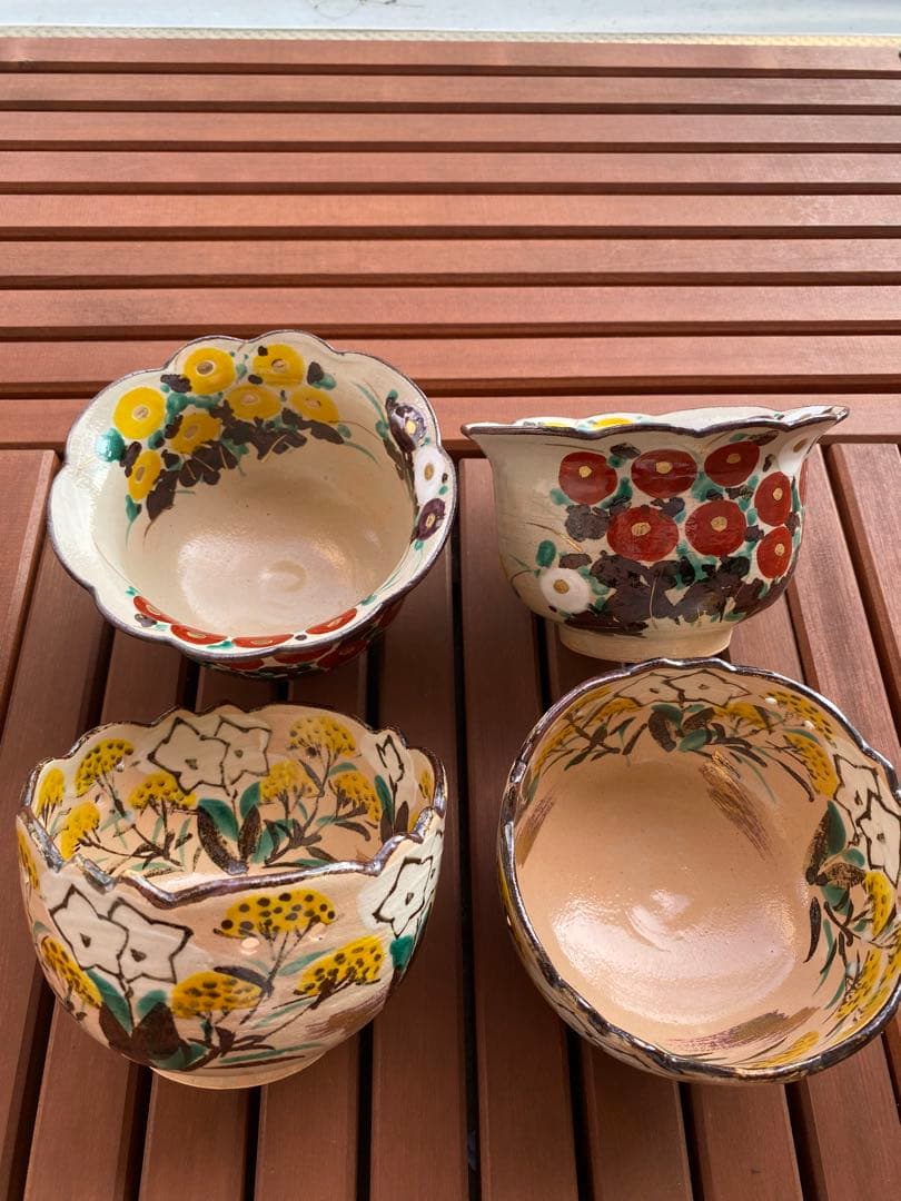 秋の乾山写透かし秋草向付2客万寿菊向付2客　合計４客 新品未使用　京焼