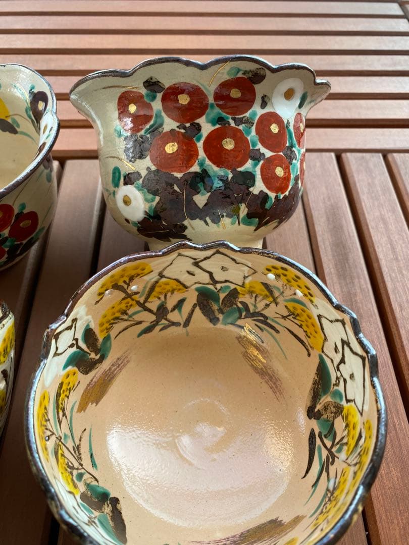 秋の乾山写透かし秋草向付2客万寿菊向付2客　合計４客 新品未使用　京焼