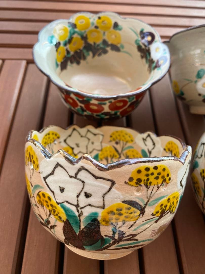 秋の乾山写透かし秋草向付2客万寿菊向付2客　合計４客 新品未使用　京焼