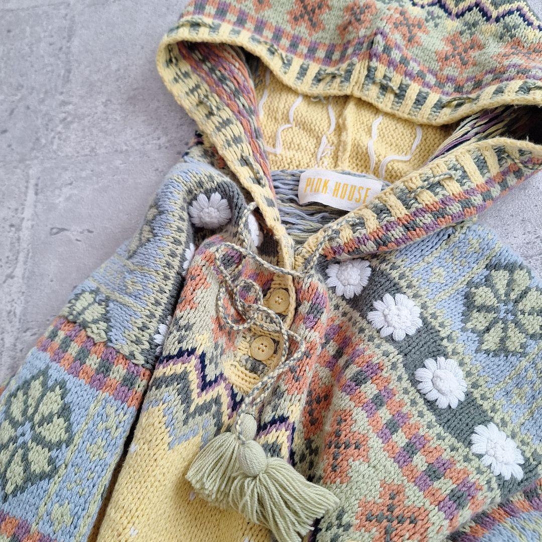 PINK HOUSE ピンクハウス フェアアイル柄 フーディー ニット 美品
