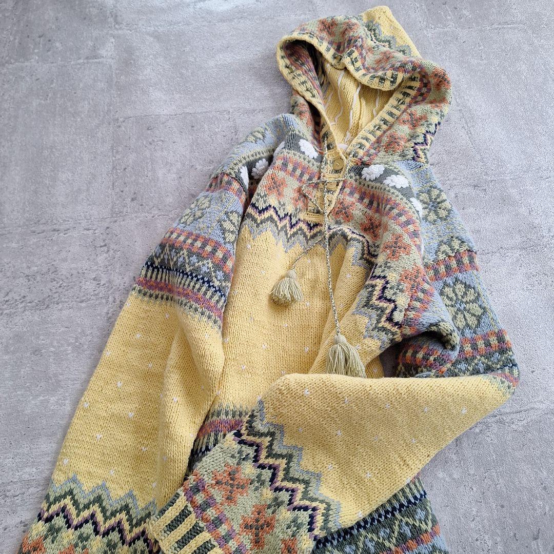 PINK HOUSE ピンクハウス フェアアイル柄 フーディー ニット 美品