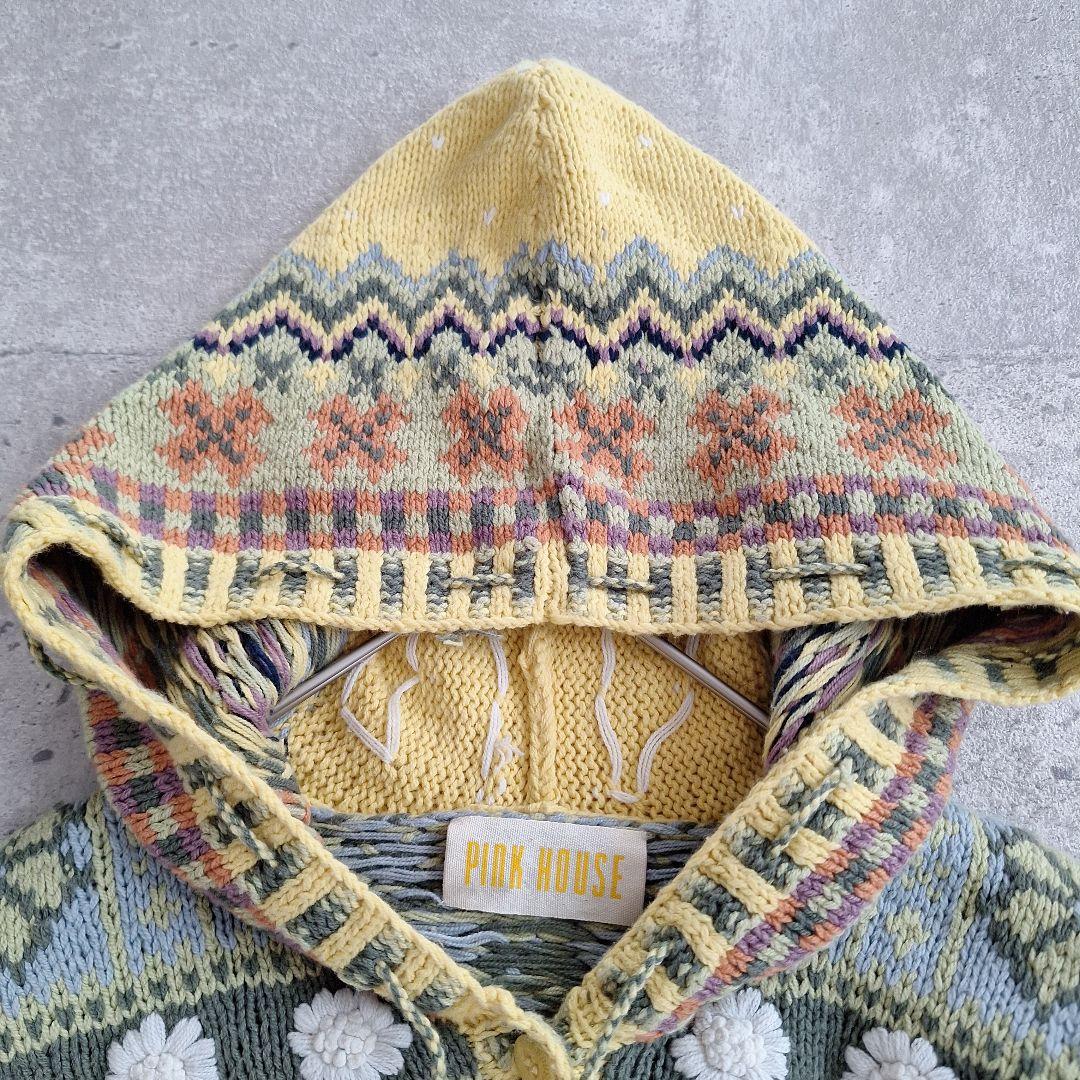 PINK HOUSE ピンクハウス フェアアイル柄 フーディー ニット 美品