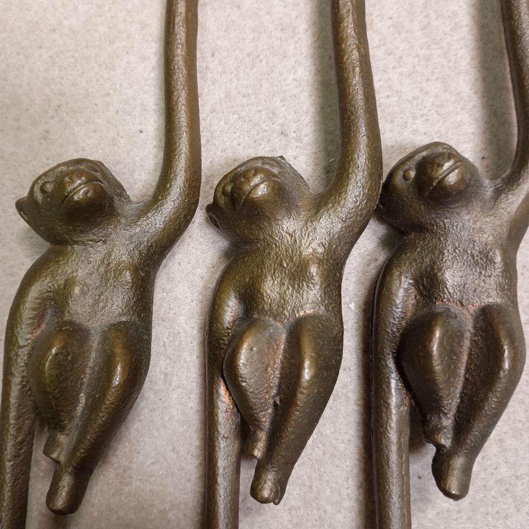 さるのてフック 真鍮製 　S字フック 3個セット