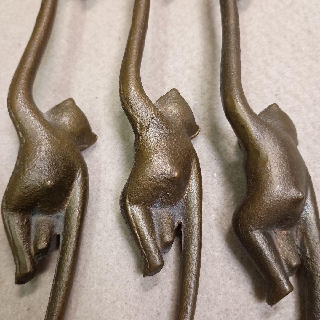 さるのてフック 真鍮製 　S字フック 3個セット