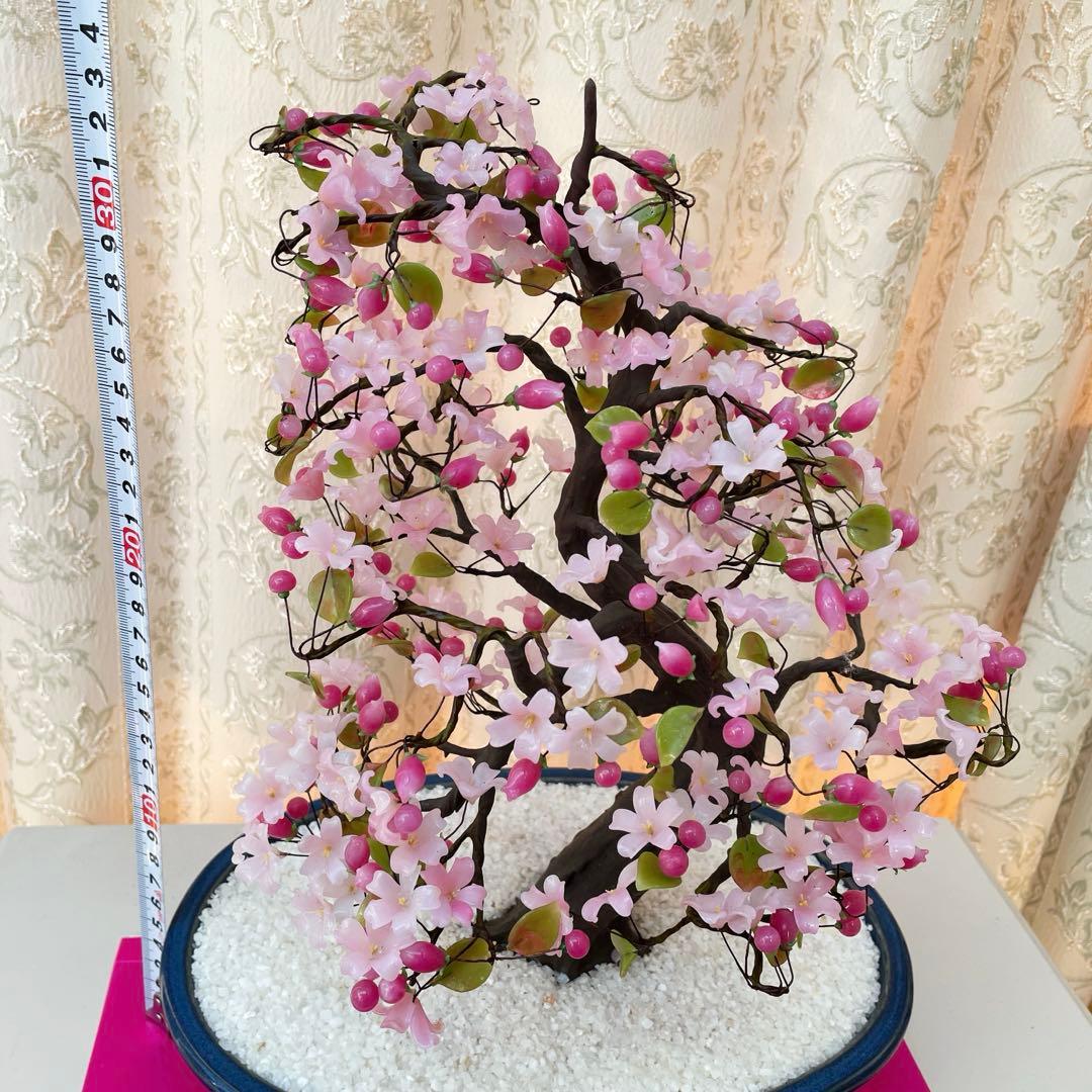 桜　ガラス細工　盆栽　造花　アートフラワー　ガラス花