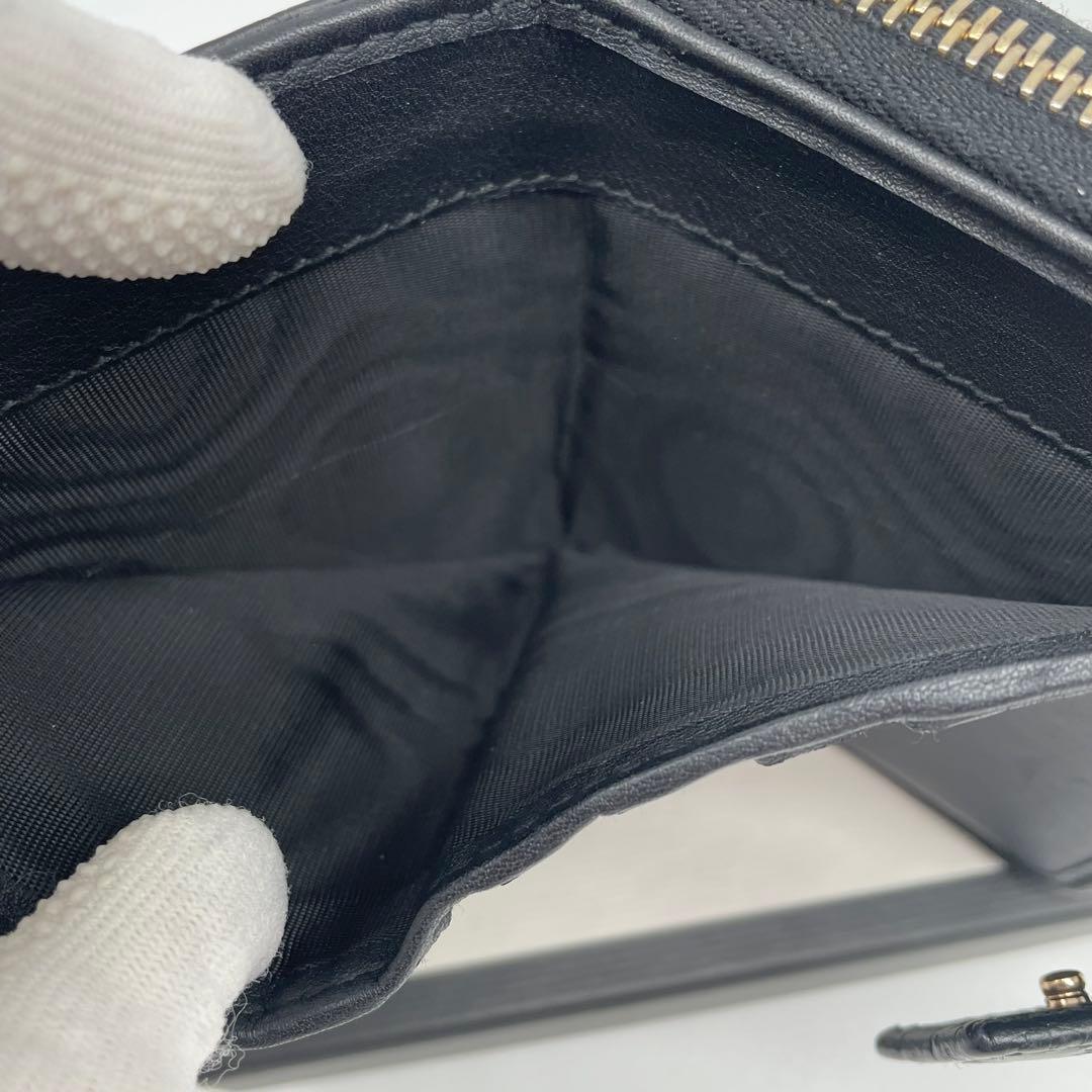 極美品 GUCCI ミディアムウォレット マイクロシマ GG レザー ブラック