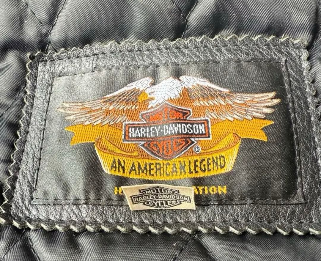 【激レア】　ハーレー革ジャン　ファイヤーパターン レザージャケット刺繍 L 黒