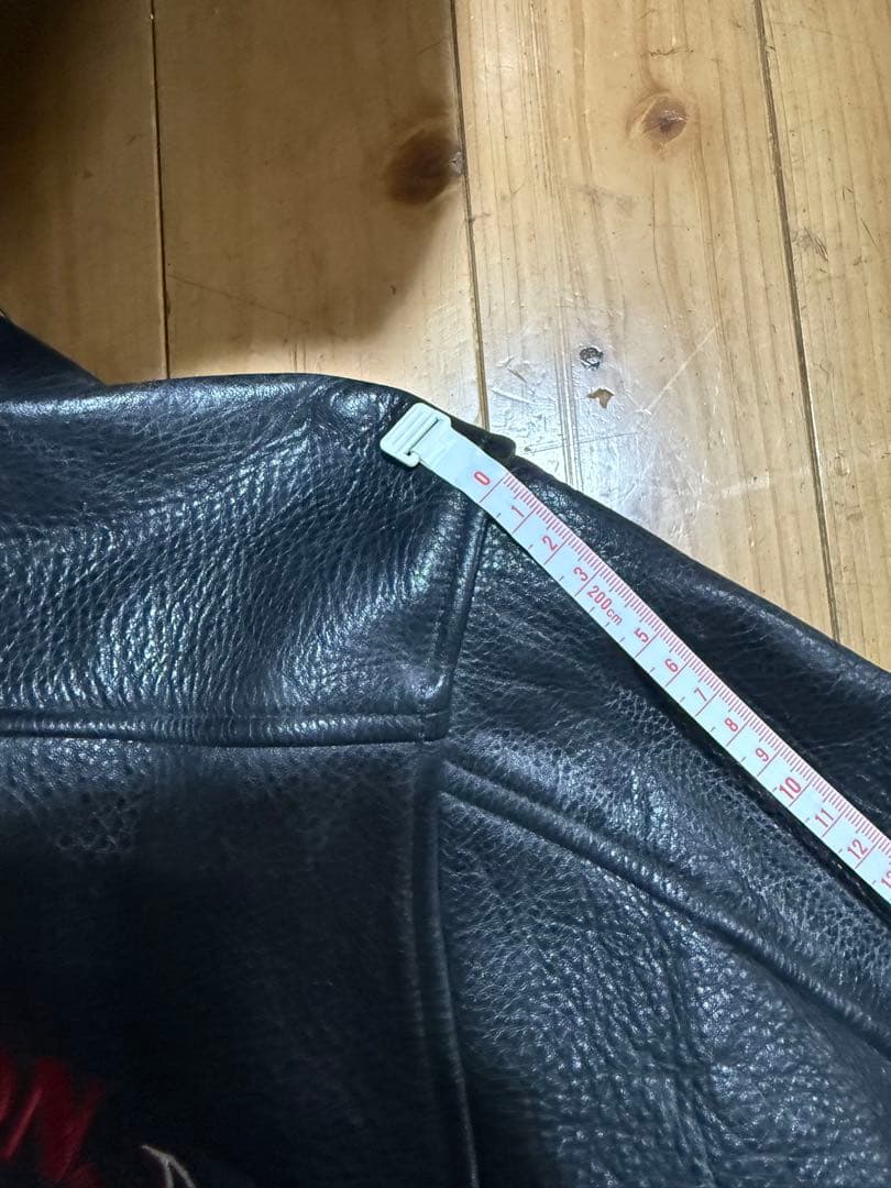 【激レア】　ハーレー革ジャン　ファイヤーパターン レザージャケット刺繍 L 黒