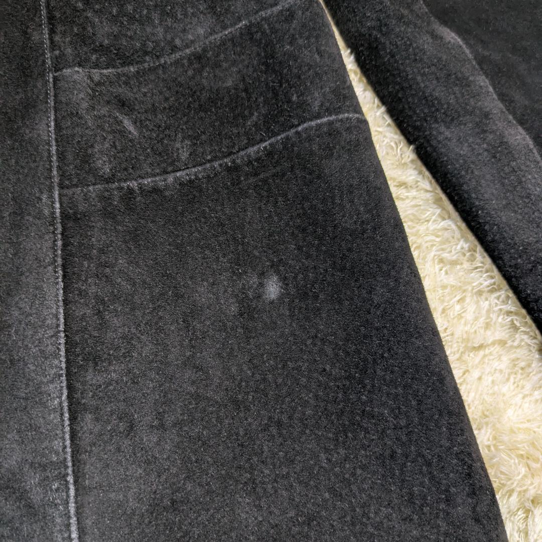 アニエスベー 豚革 スエード Pコート ブラック レディース L相当