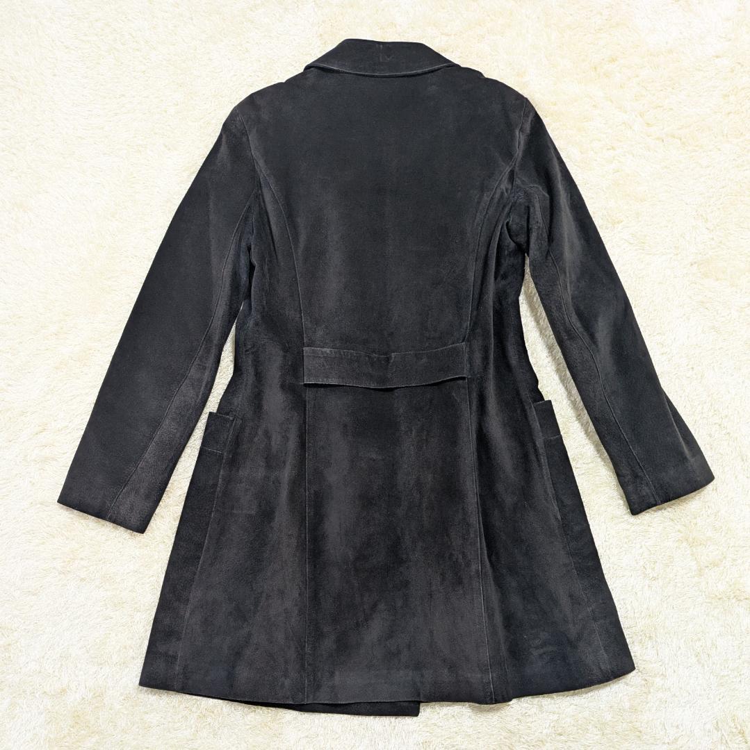 アニエスベー 豚革 スエード Pコート ブラック レディース L相当