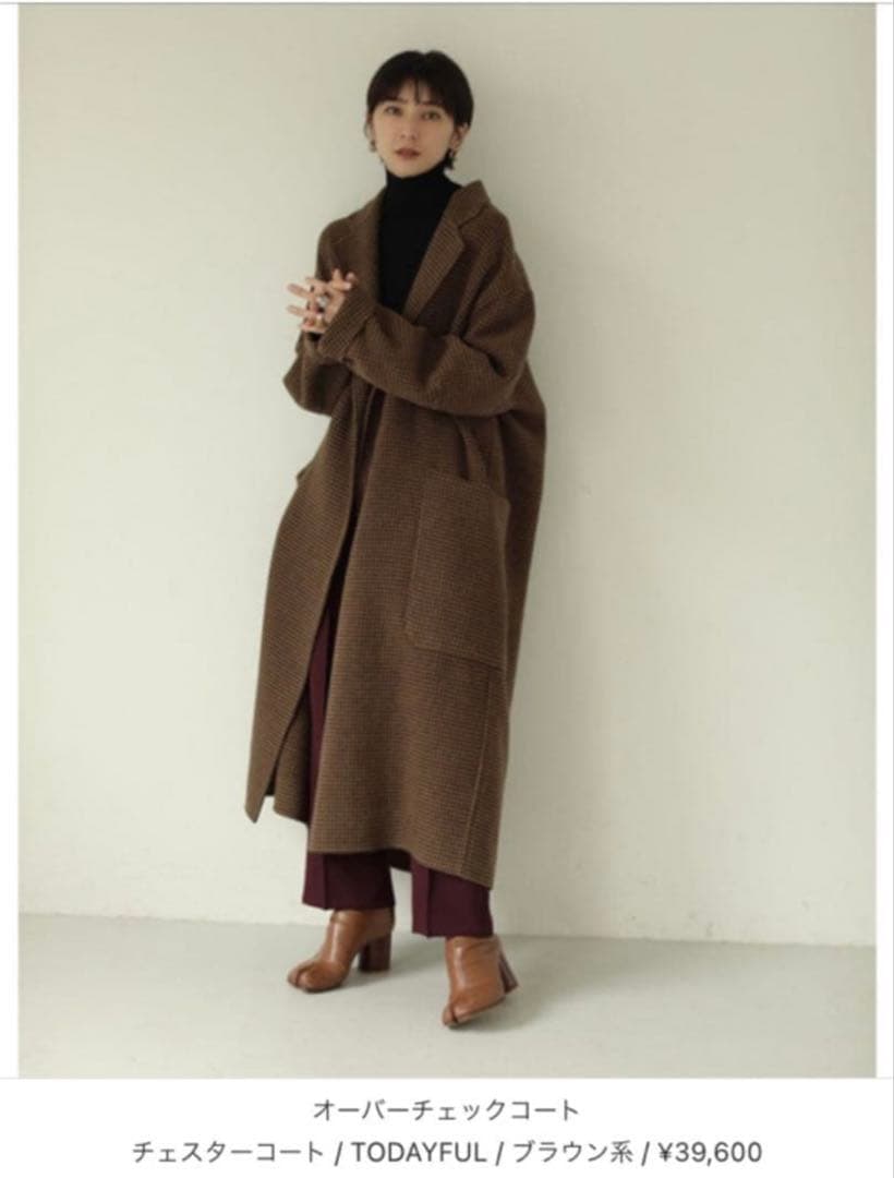 TODAYFUL オーバーチェックコート サイズ38