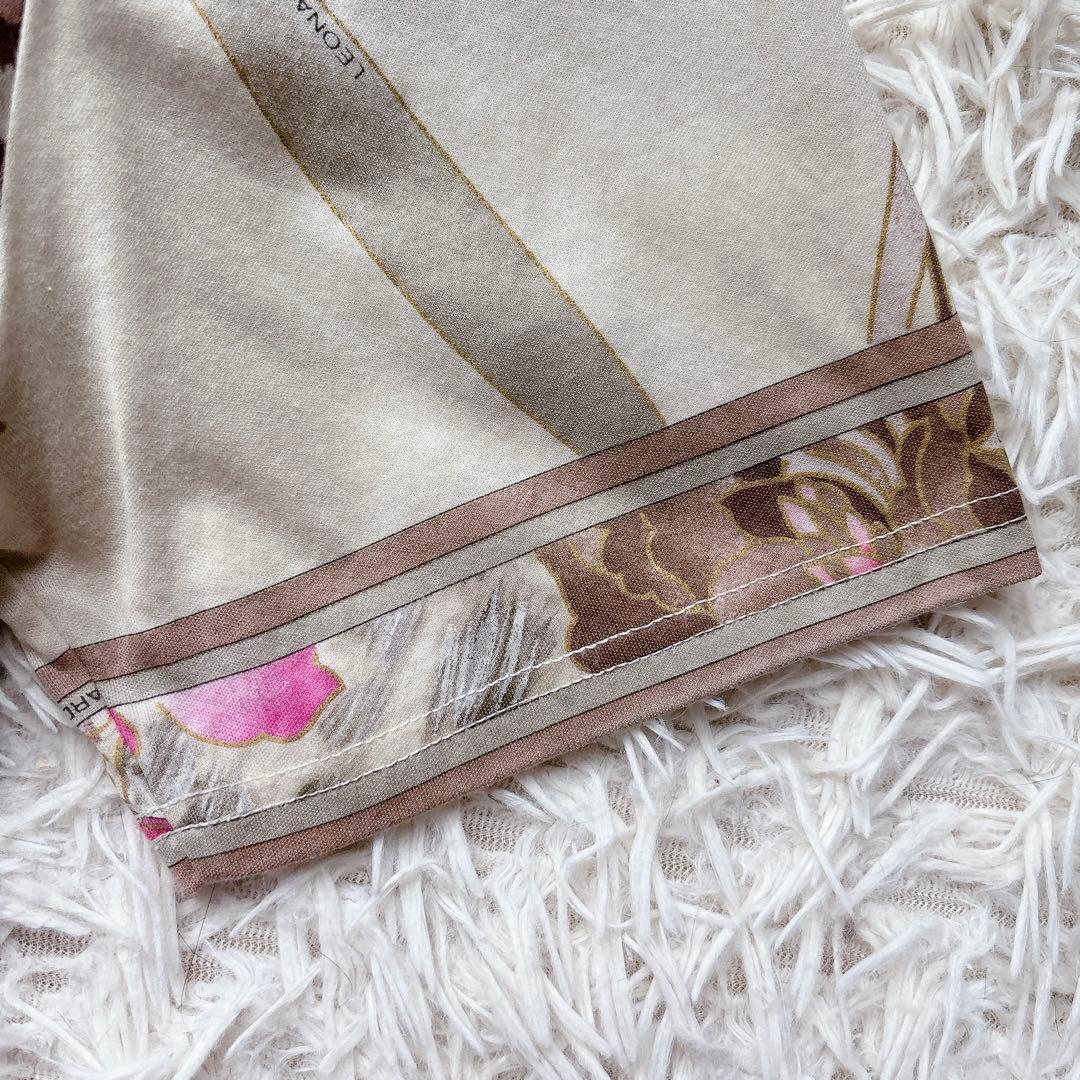 極美品✨レオナール 半袖カットソー トップス シャツ ビジュー 花柄トリム LL
