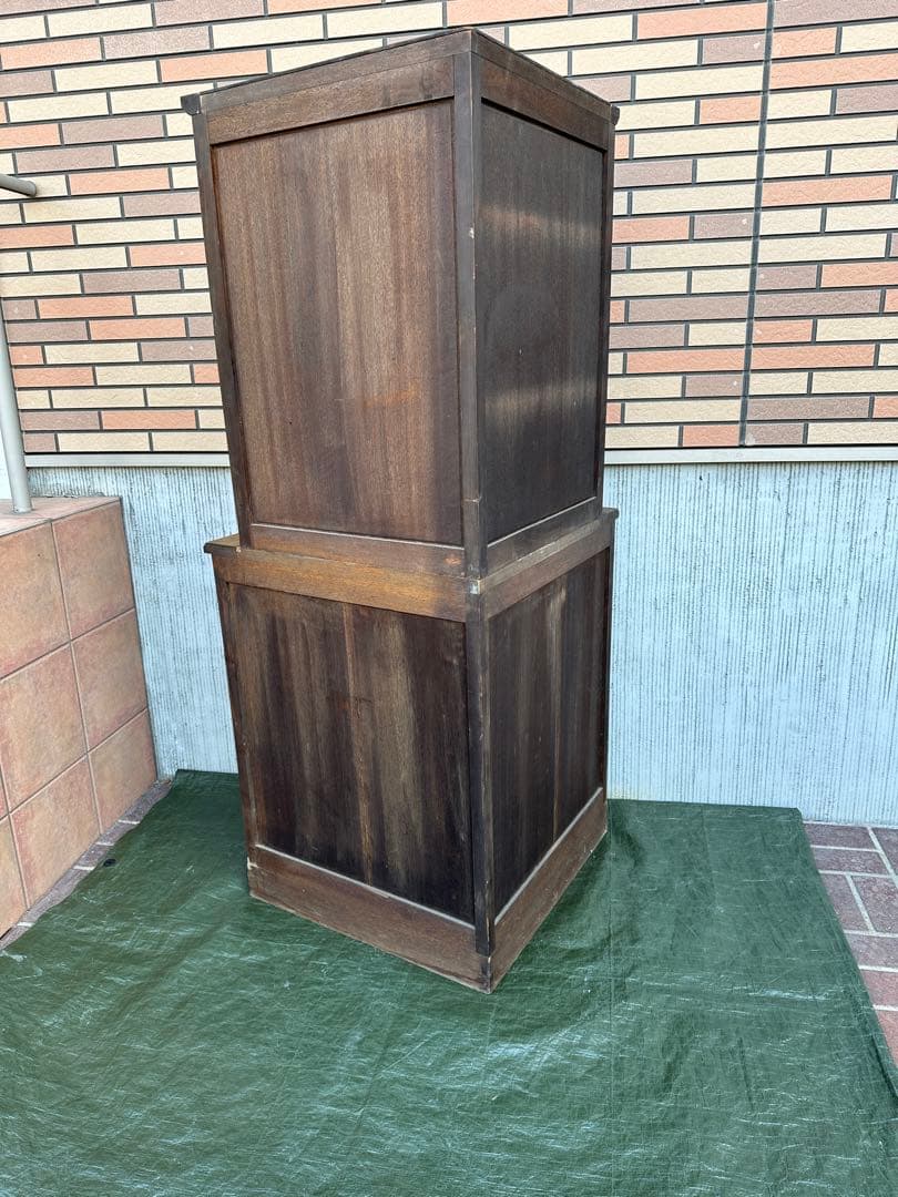 【コーナーキャビネット】国産木製　飾り棚　収納棚　面取りガラス　昭和レトロ◎