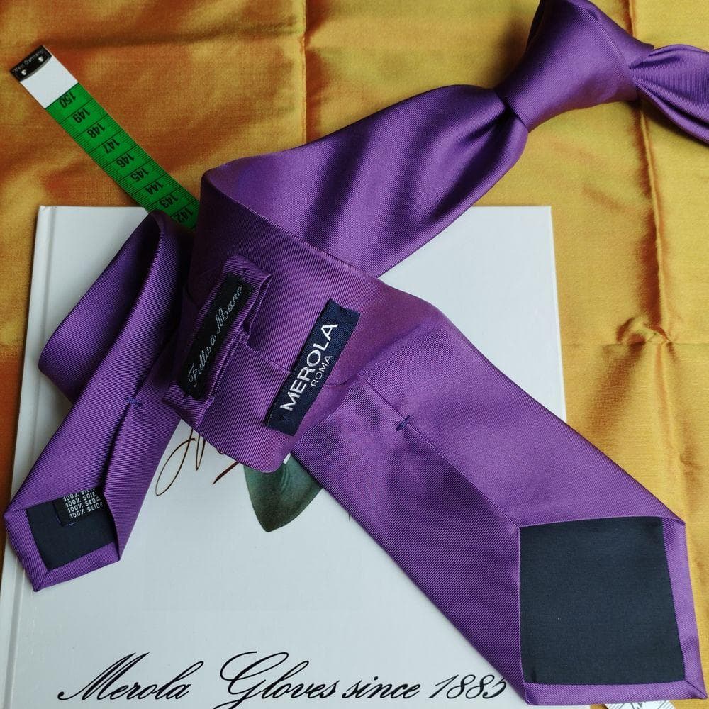 値下げ メローラ 3fold 紫無地 ネクタイ MEROLA M36