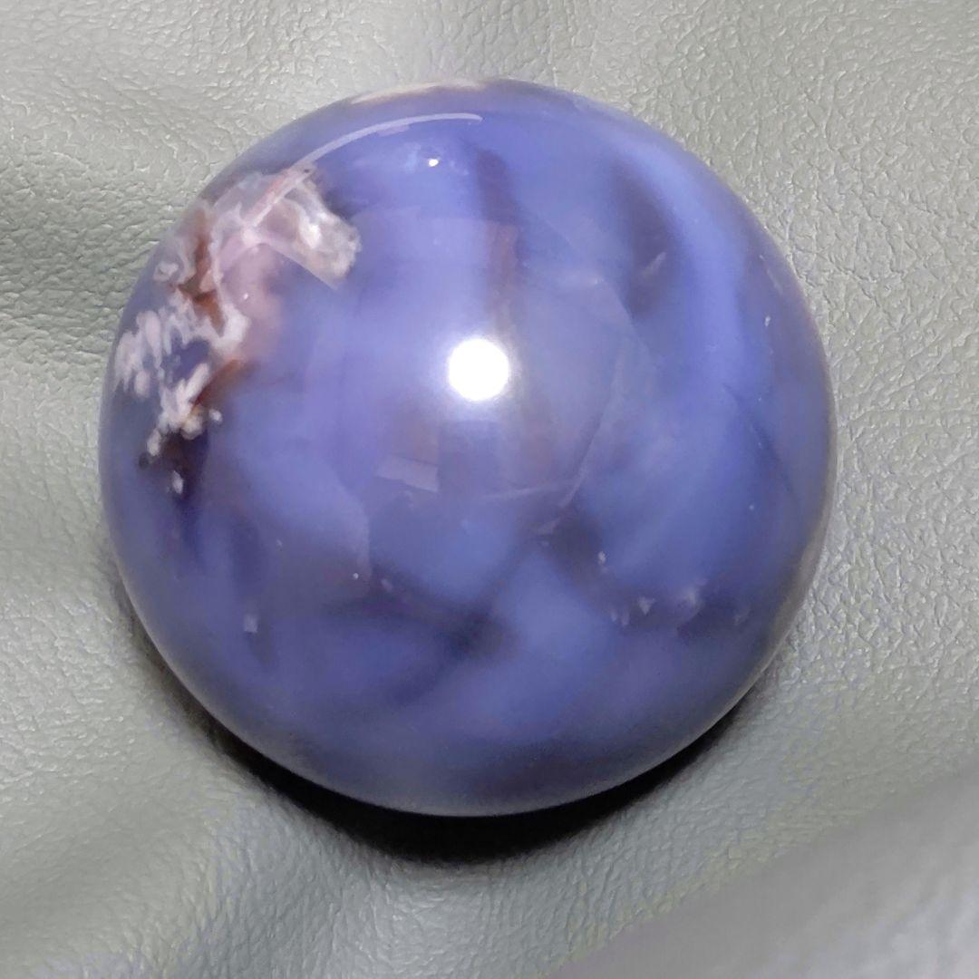 ブルー桜瑪瑙　サイズ7cm　スフィア　天然石✧　大きめ　 台座付き no0824