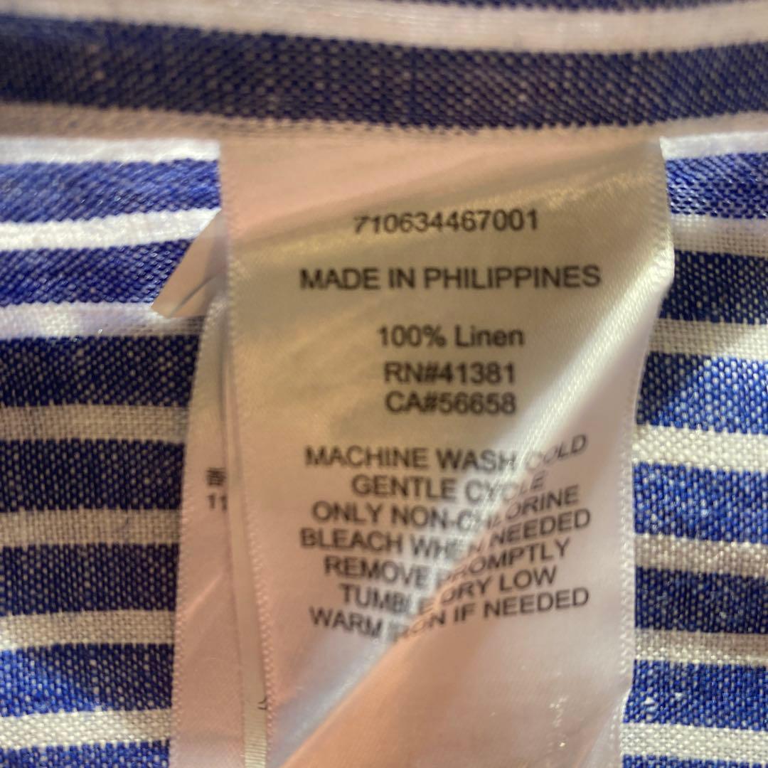 Ralph Lauren ラルフローレン ストライプシャツ　麻リネン　Lサイズ