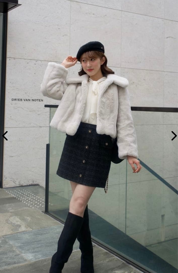 Charlotte Tweed Mini Skirt BLACK Mサイズ