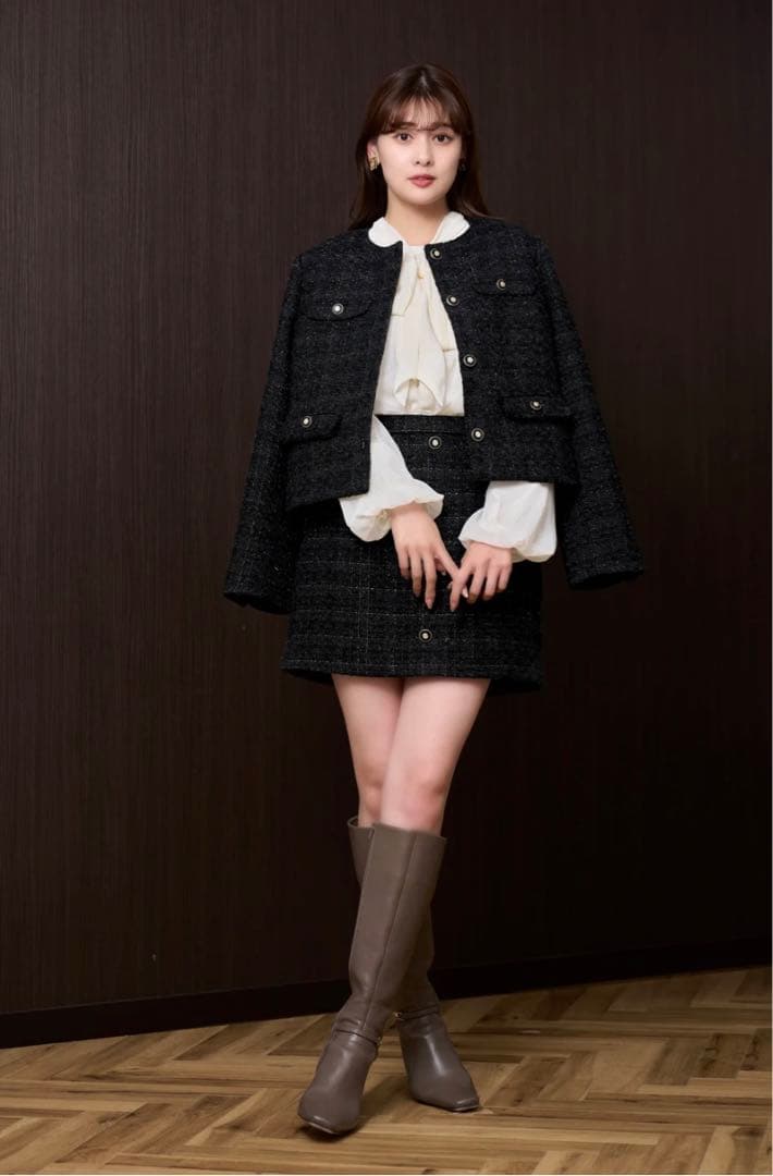 Charlotte Tweed Mini Skirt BLACK Mサイズ