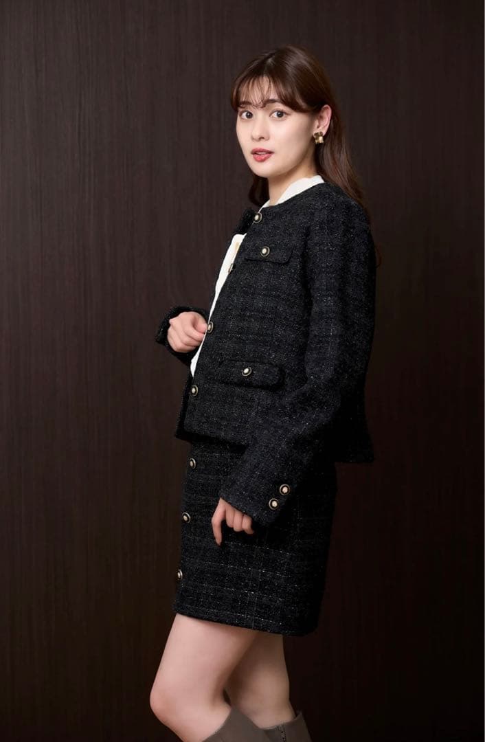 Charlotte Tweed Mini Skirt BLACK Mサイズ