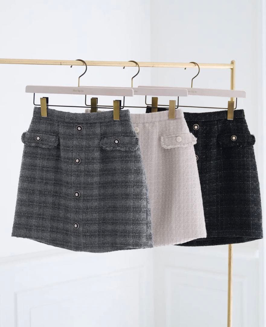 Charlotte Tweed Mini Skirt BLACK Mサイズ