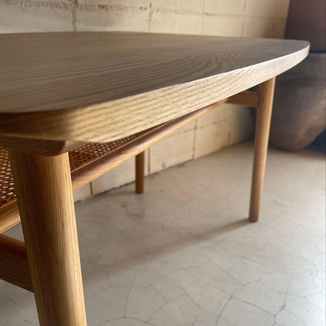 美品　unico SOLK ソルク ダイニングテーブル　オーク無垢　ラタン棚板