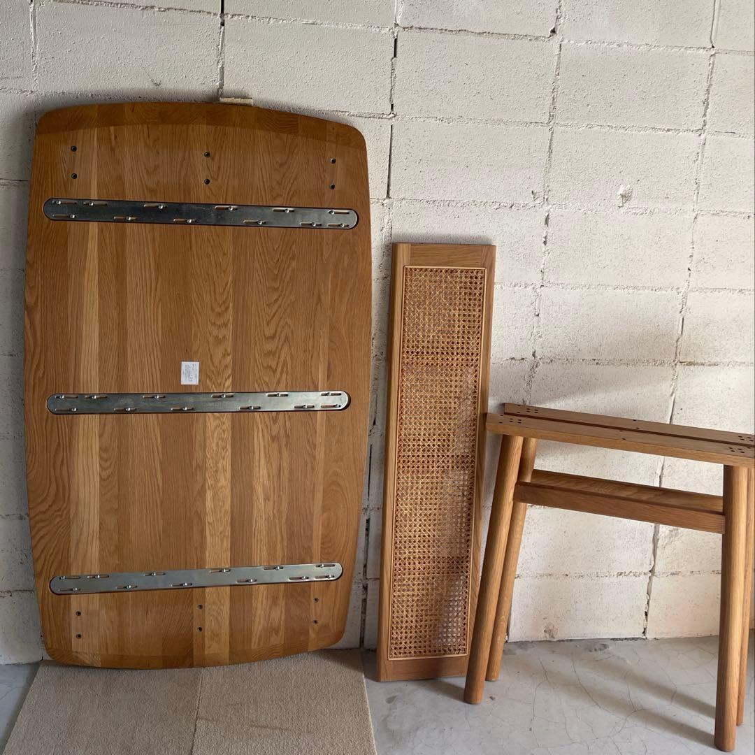 美品　unico SOLK ソルク ダイニングテーブル　オーク無垢　ラタン棚板