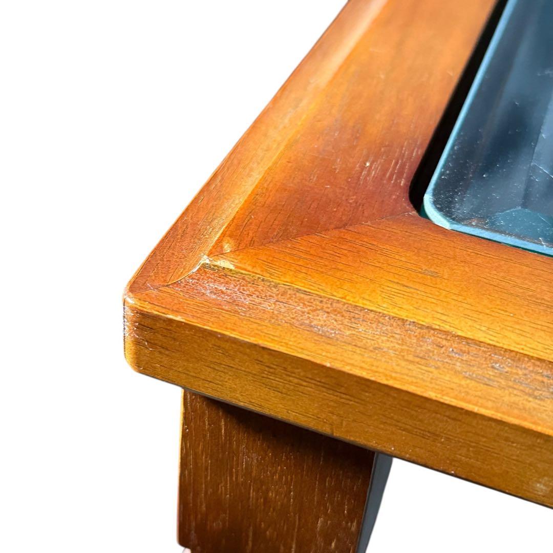 HR904 マルニ木工　ネストテーブル　ガラストップ　サイドテーブル