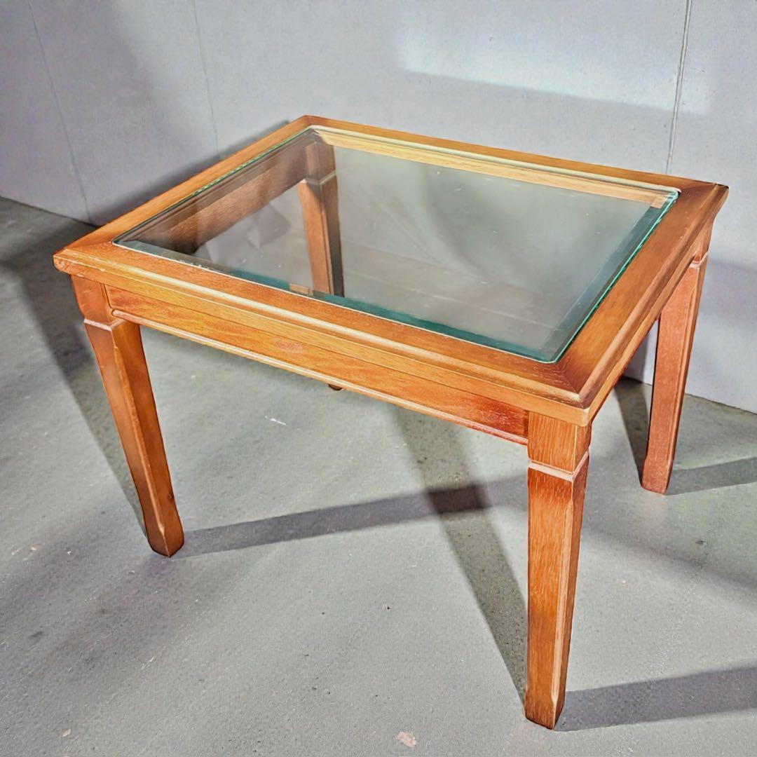HR904 マルニ木工　ネストテーブル　ガラストップ　サイドテーブル