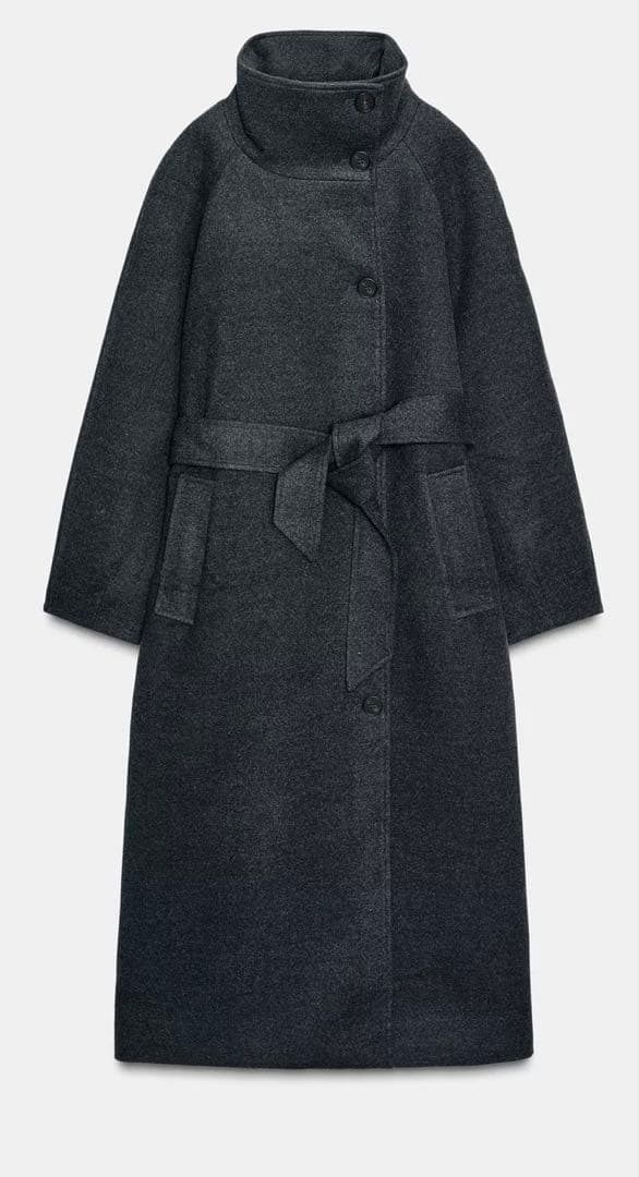 完売品！ZARA ソフトハイネックベルトコート