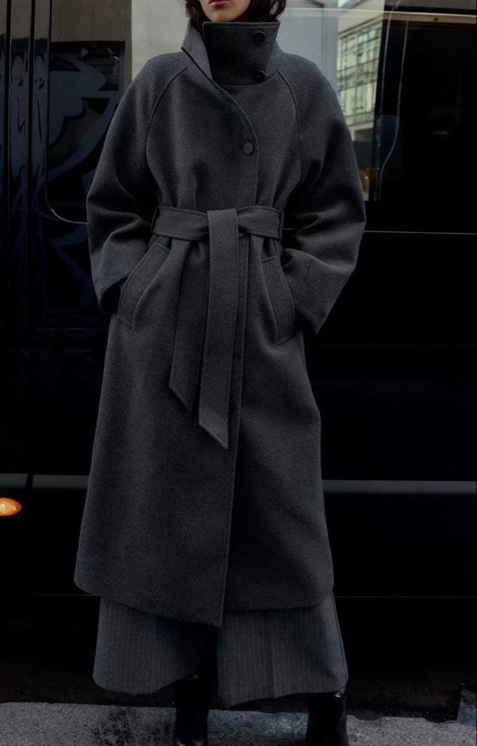 完売品！ZARA ソフトハイネックベルトコート