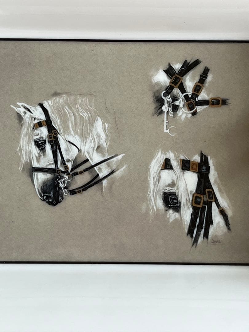 HERMÈS 陶磁器灰皿 ストライプデザイン馬柄