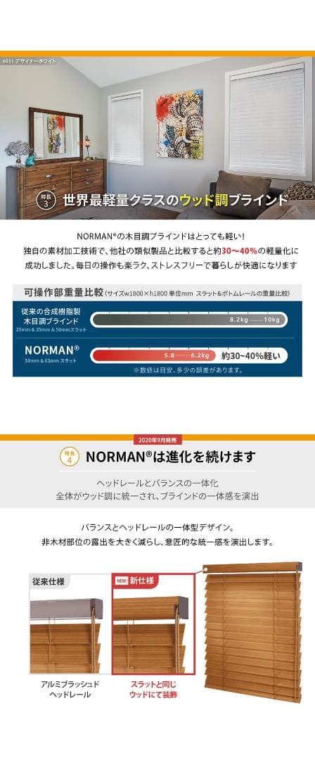 ノーマン オーダーブラインド 1650mm×1800mm ピュアホワイトエンボス