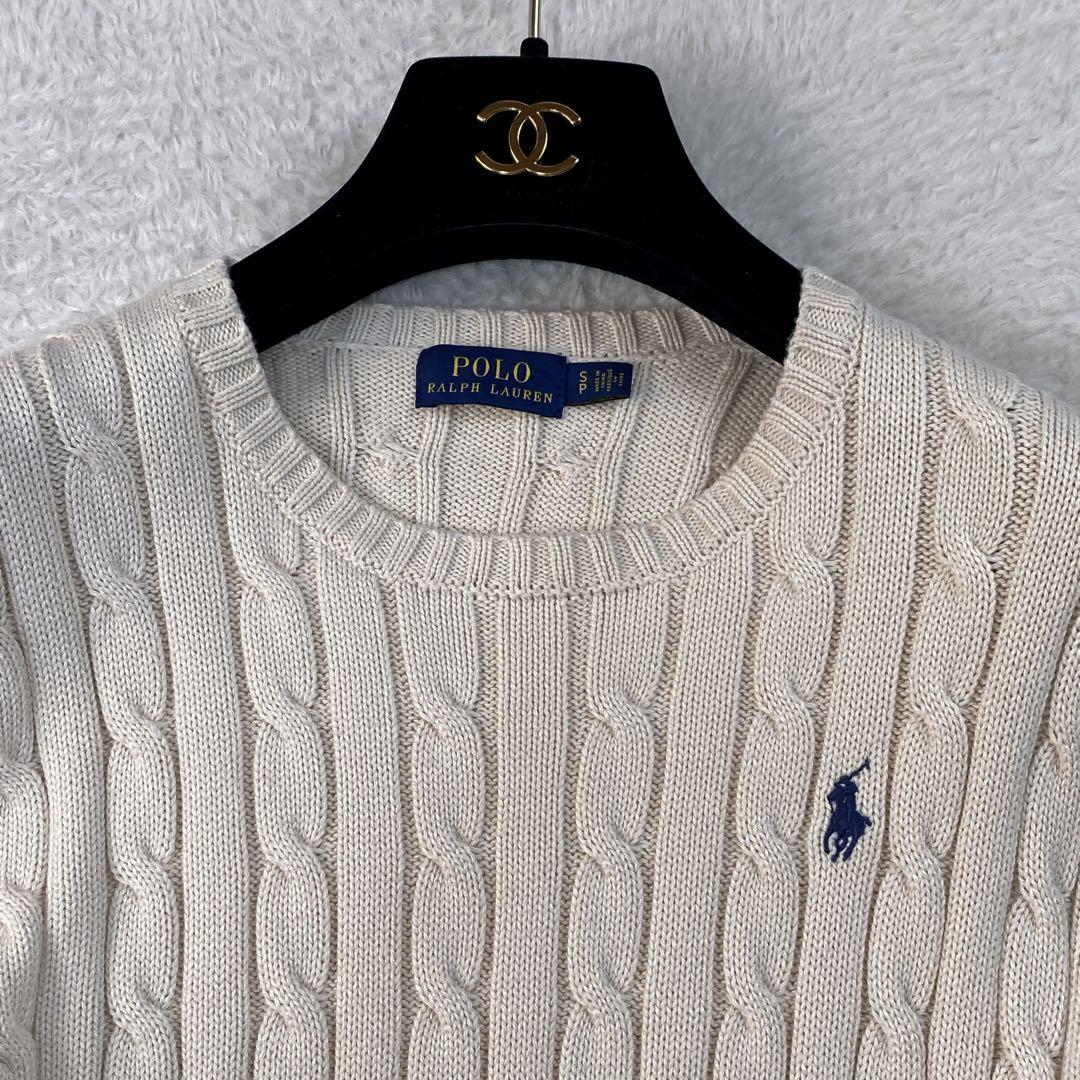 美品✳︎ポロラルフローレン ミルクティベージュ ケーブルニット M　綿100％