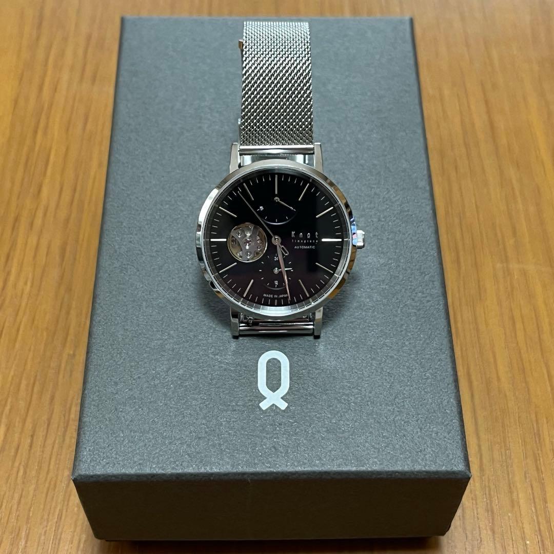 【週末セール】Knot 腕時計 自動巻 オープンハート CAP-38SVBK