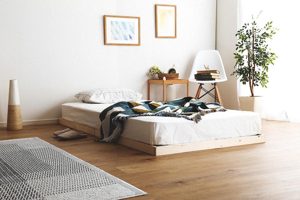 【ダブル】 北欧風の天然木パイン材すのこベッド <フレームのみ>
