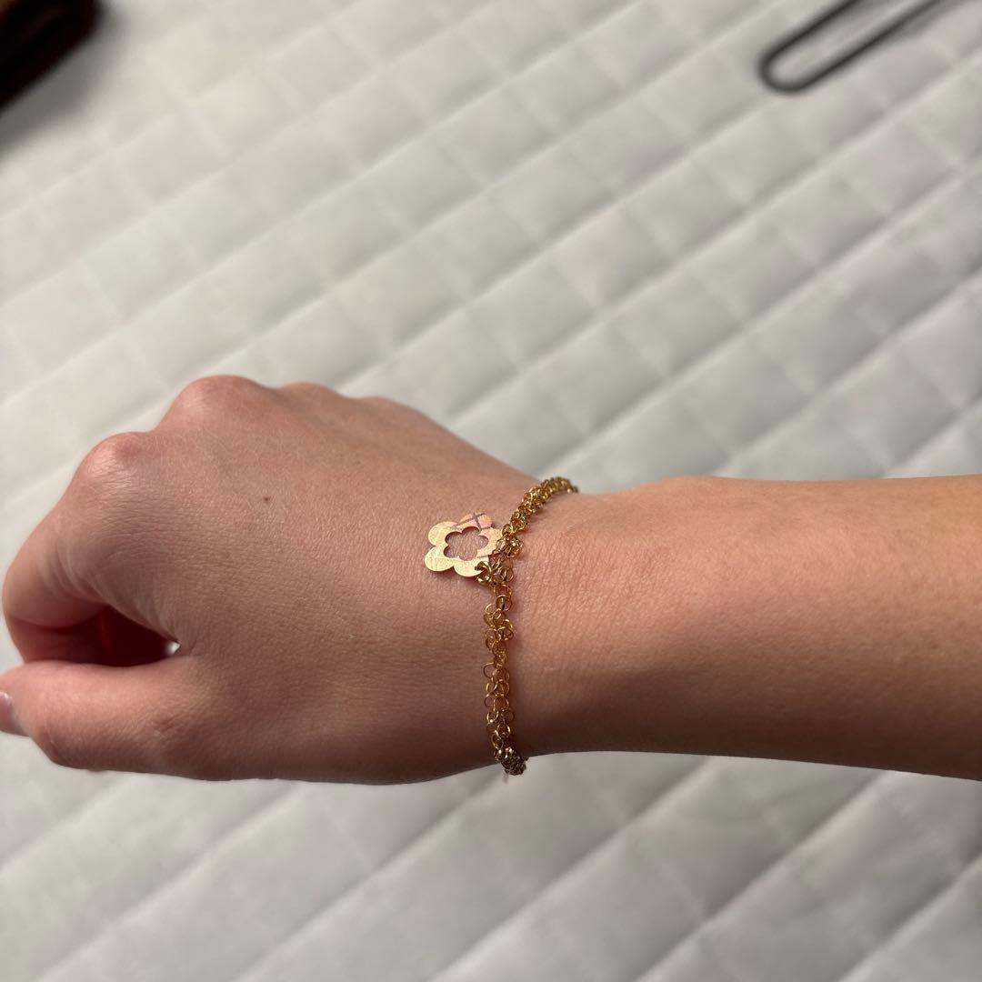 K18　Au750　ゴールド　金　花　蝶々　ブレスレット　アクセサリー