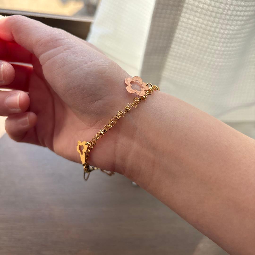 K18　Au750　ゴールド　金　花　蝶々　ブレスレット　アクセサリー